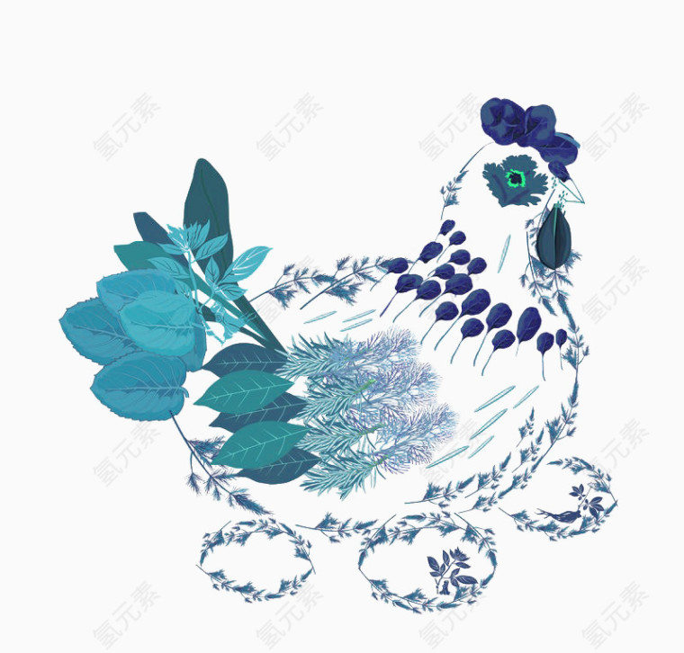 中国风设计母鸡免扣素材