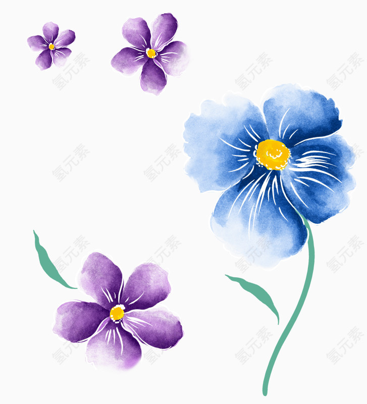 手绘蓝紫色小花