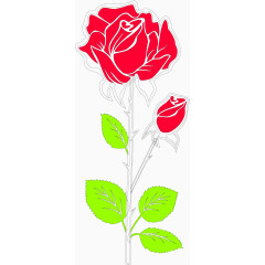 一支红玫瑰水彩手绘装饰元素