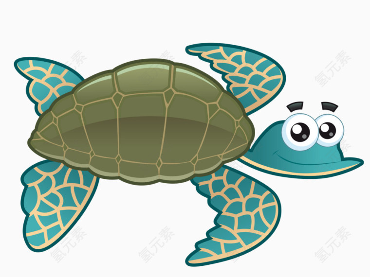 卡通手绘海龟 