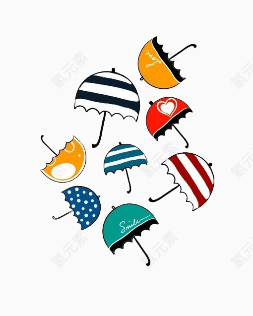 各种卡通小雨伞