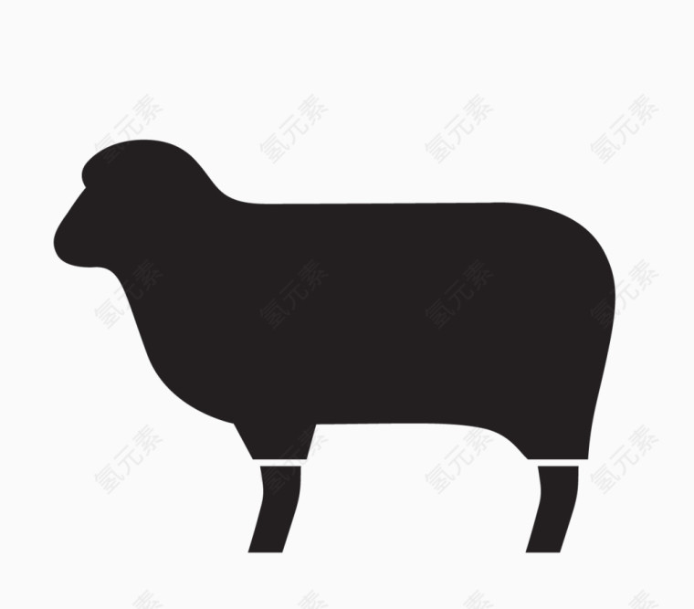 黑色手绘的动物绵羊