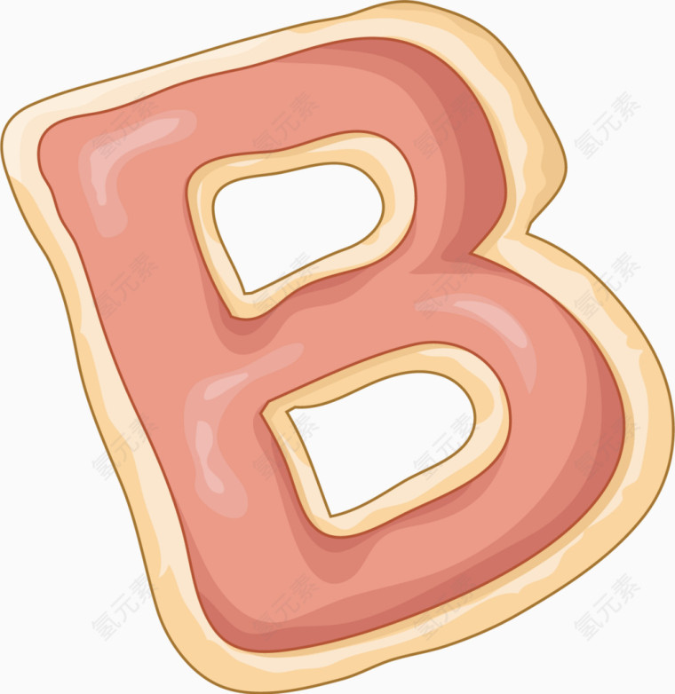 B字母甜甜圈卡通手绘装饰元素