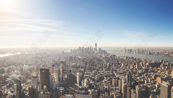空中的视图,纽约城,纽约市,美国,京华酒店,市容,城市,空气,建设,天