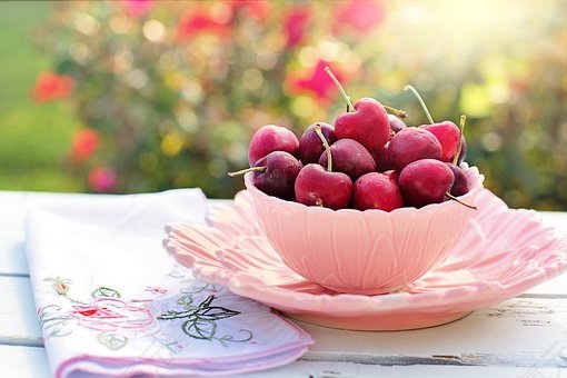 樱桃,碗,粉红色,水果,早餐,上午,新鲜,健康,有机,素,饮食,成熟,
