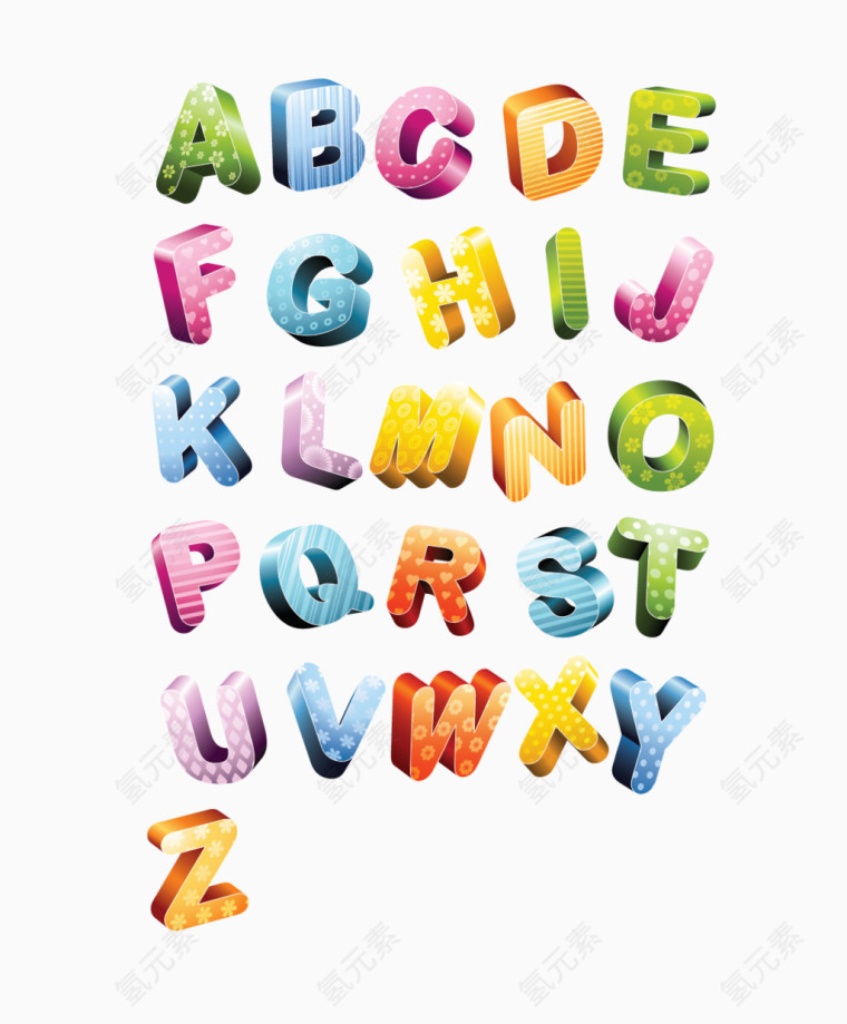 多彩英文字母装饰