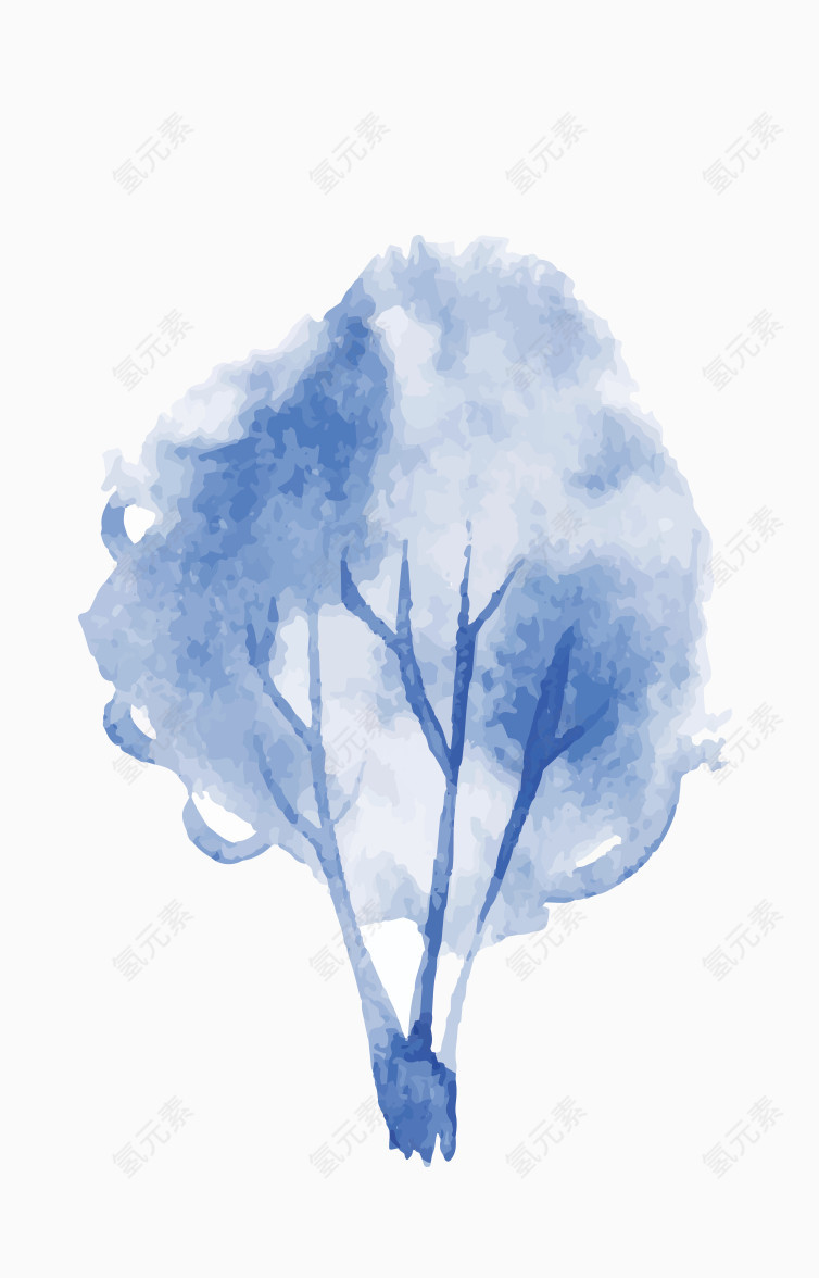 蓝色简约树