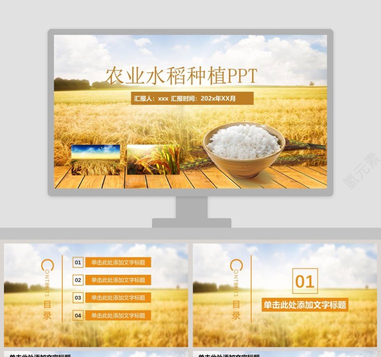 农业水稻种植农业招商农产品宣传PPT模板第1张