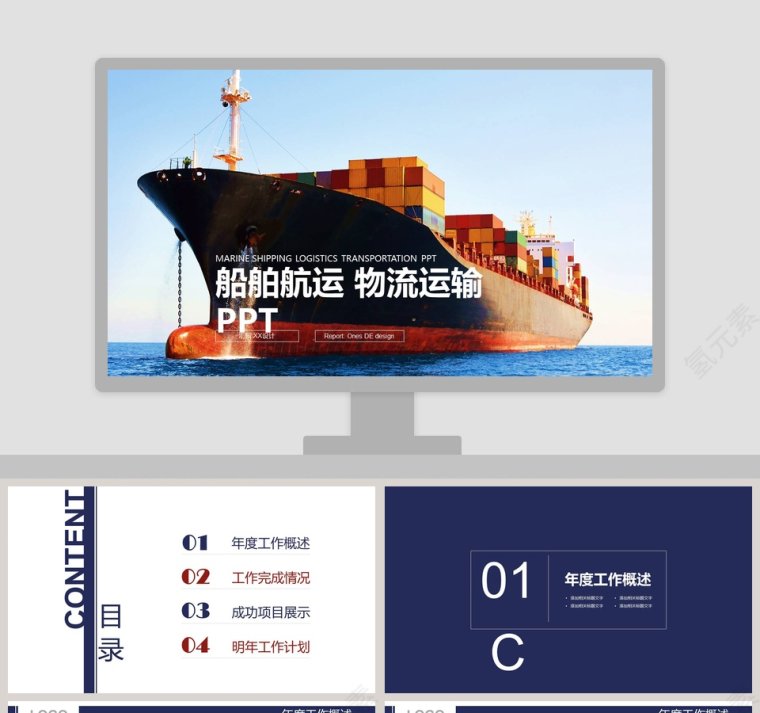 船舶航运物流运输PPT交通工具PPT第1张