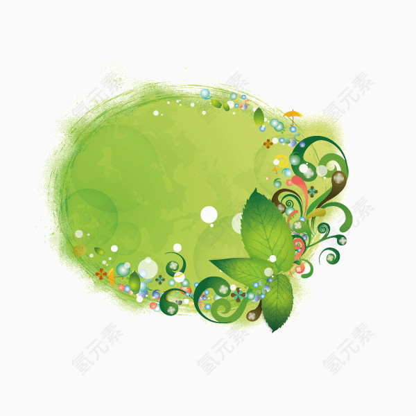 绿色 文案背景元素  树叶 装饰图案