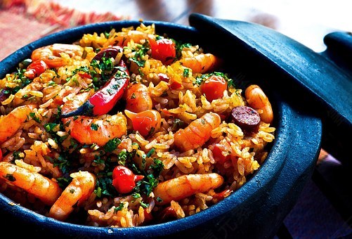 虾,水稻,辣椒,锅,晚餐,煮熟的,好吃,蔬菜,新鲜,健康,美味,餐,免