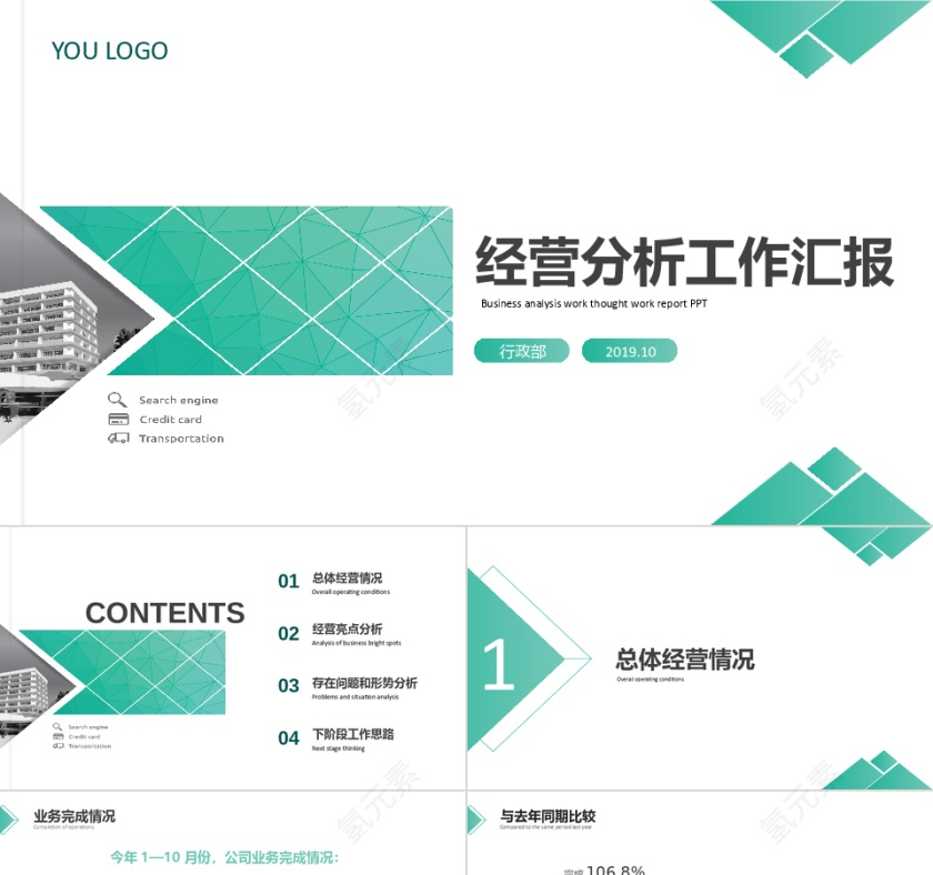 绿色商务经营分析工作汇报ppt模板