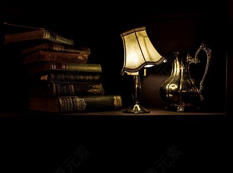 静物,灯,光,照明,温暖,发光,老,书籍,银,可以,锅,老式,酿酒,装