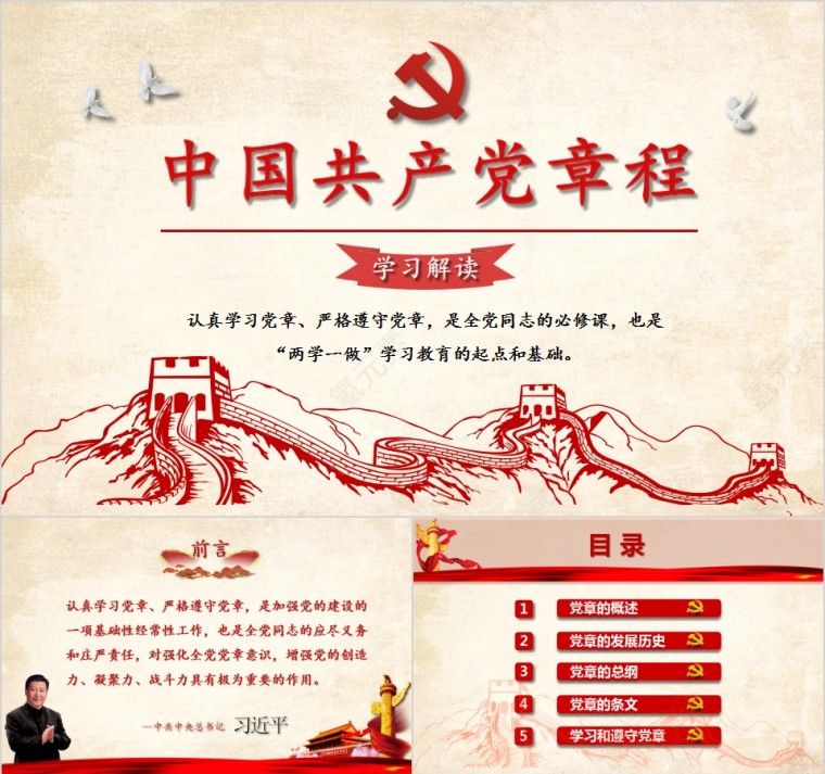 中国共产党章程学习解读PPT第1张