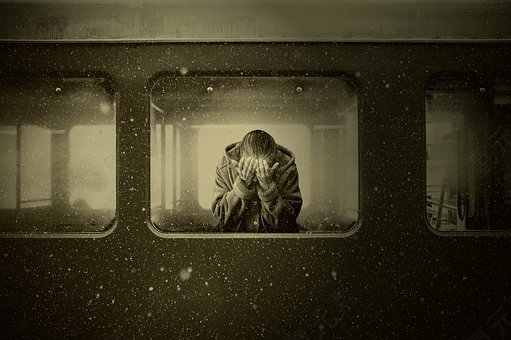 女子,火车,zugabteil,告别,丧,绝望,情感,寂寞,孤单,弃,