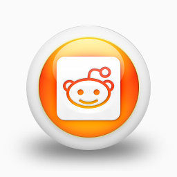 Reddit标志广场有光泽的橙色球体的社交媒体