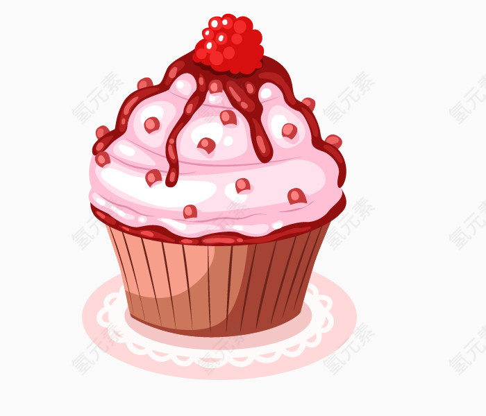 卡通手绘粉色纸杯蛋糕