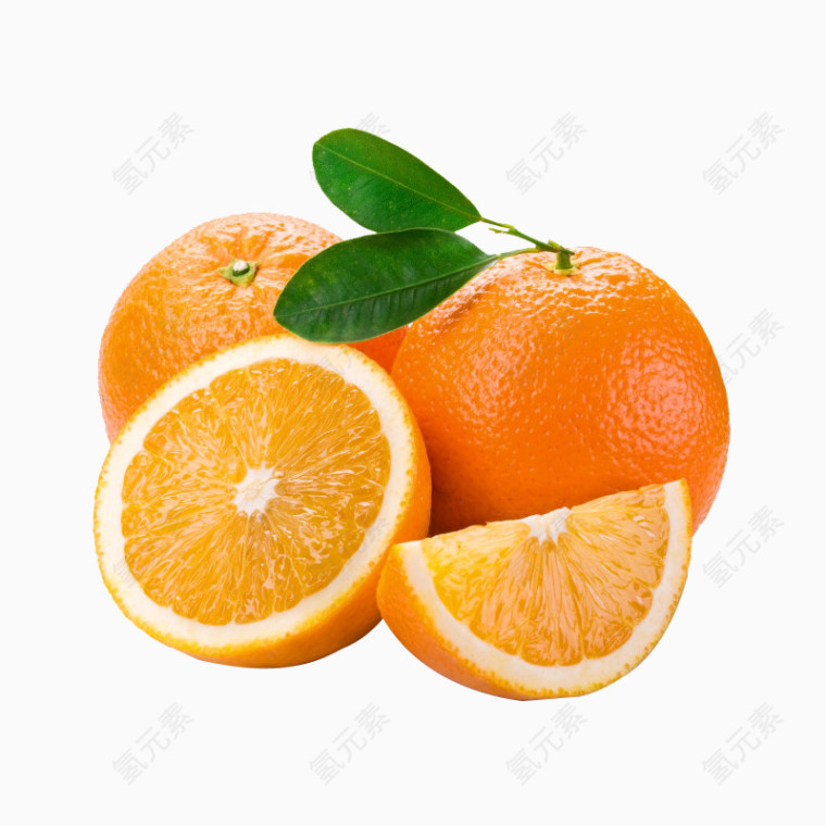 2个新鲜黄色橙子PNG元素