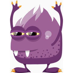 卡通手绘紫色大眼怪物 