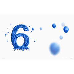蓝色气球数字6