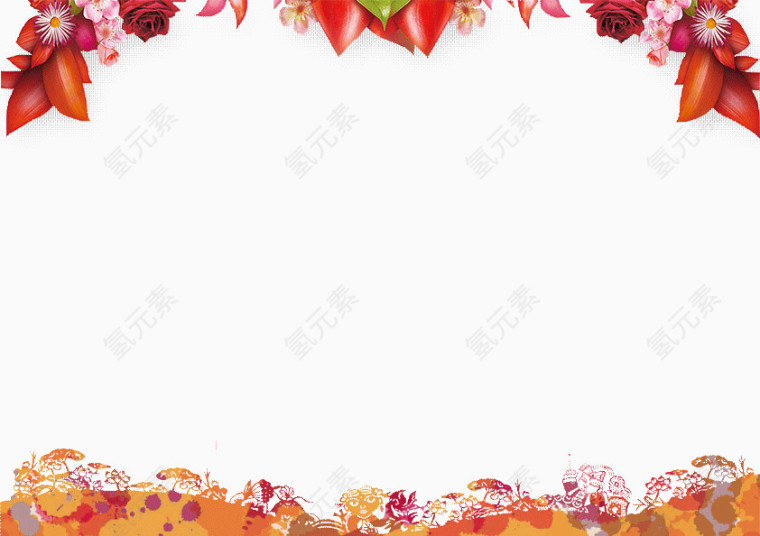 红色花朵边框