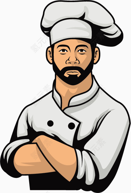 饭店厨房厨师卡通手绘形象