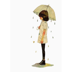 伞内哭泣的女孩