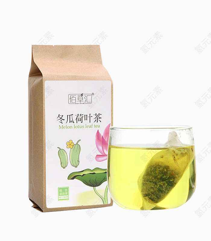 春茶冬瓜荷叶茶茶杯实拍素材