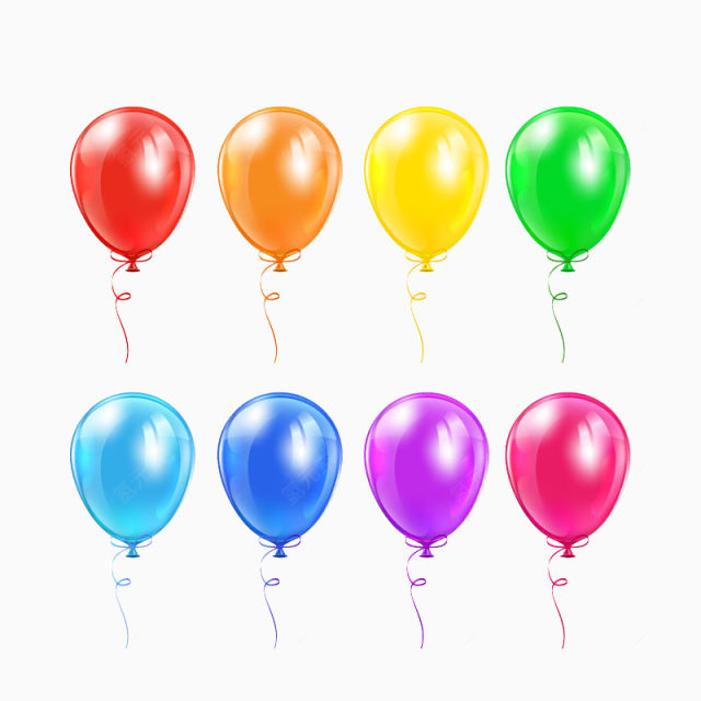 八只颜色不同的气球下载