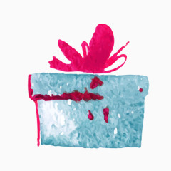 水彩手绘礼物盒素材