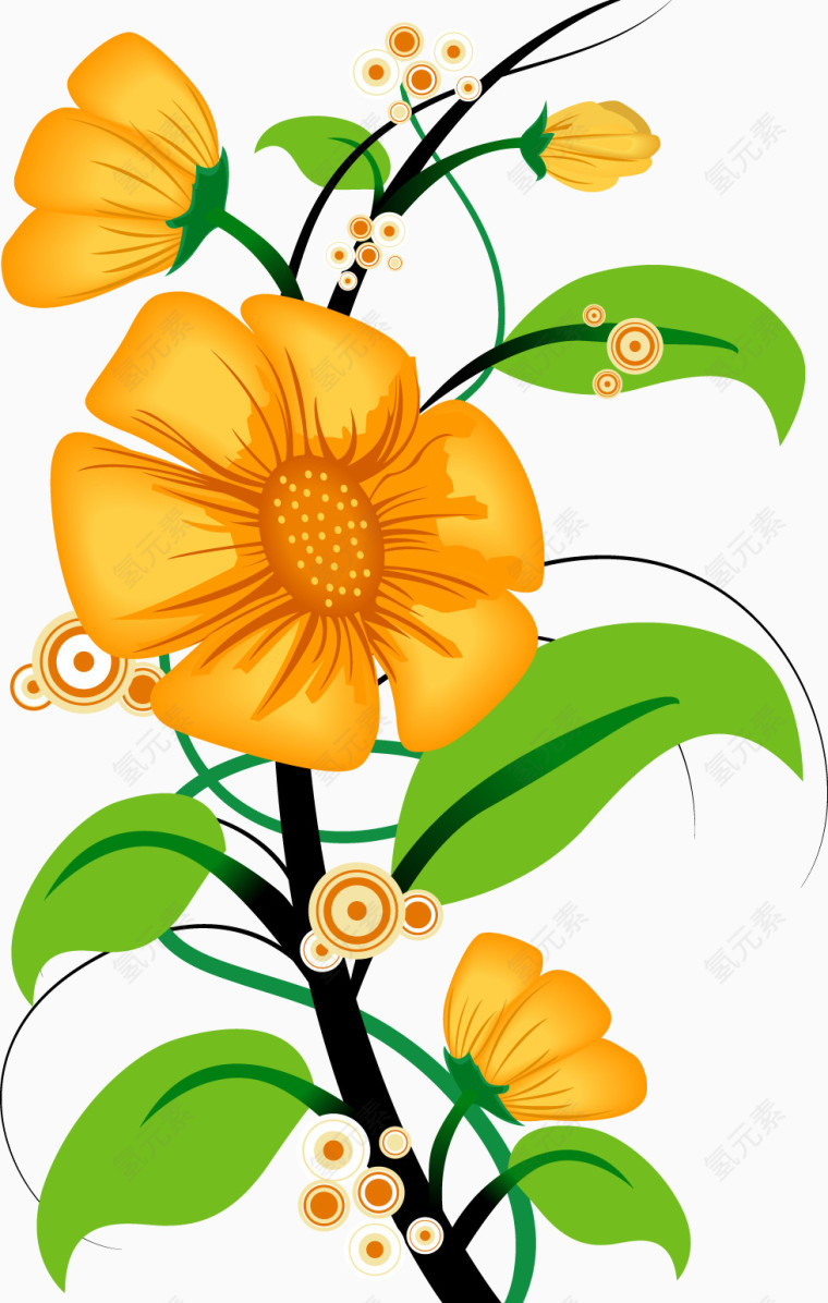卡通时尚黄色花植物