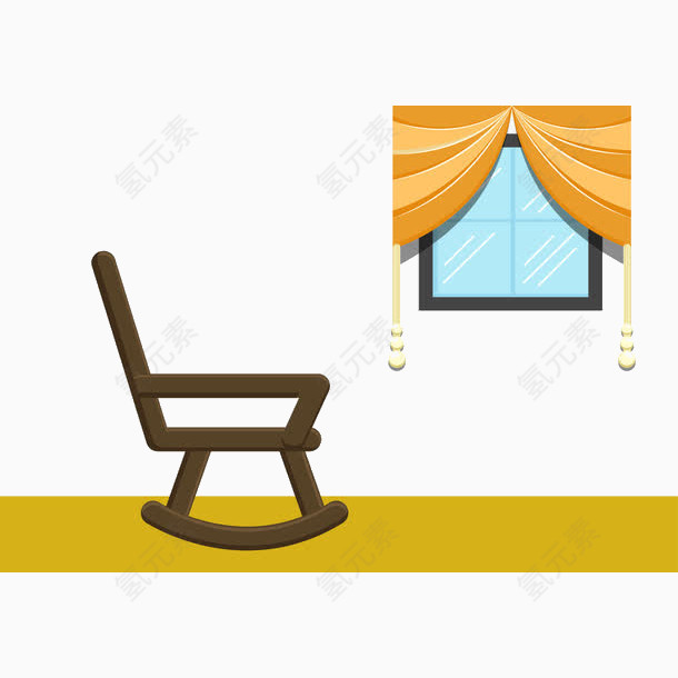 平面摇椅和窗户