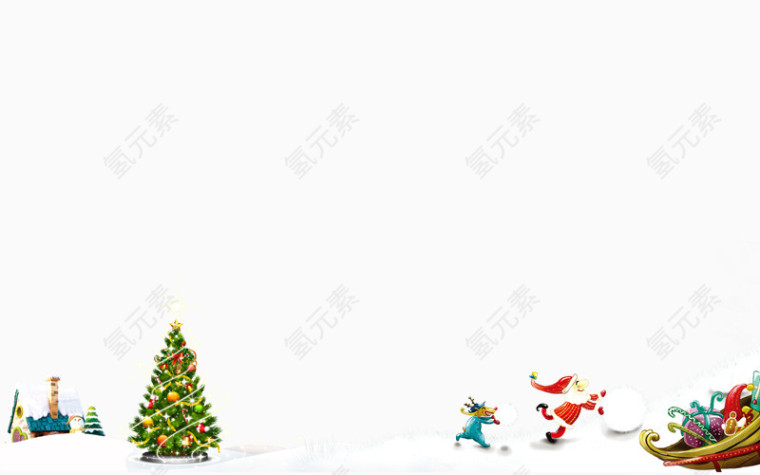 飞奔在雪地上的圣诞老人