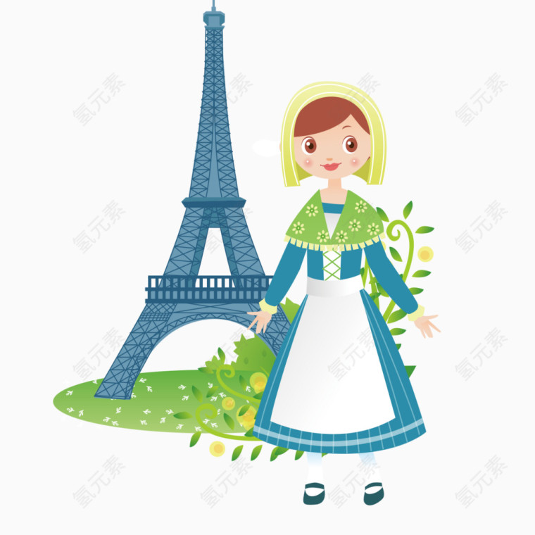 埃菲尔铁塔和法国姑娘