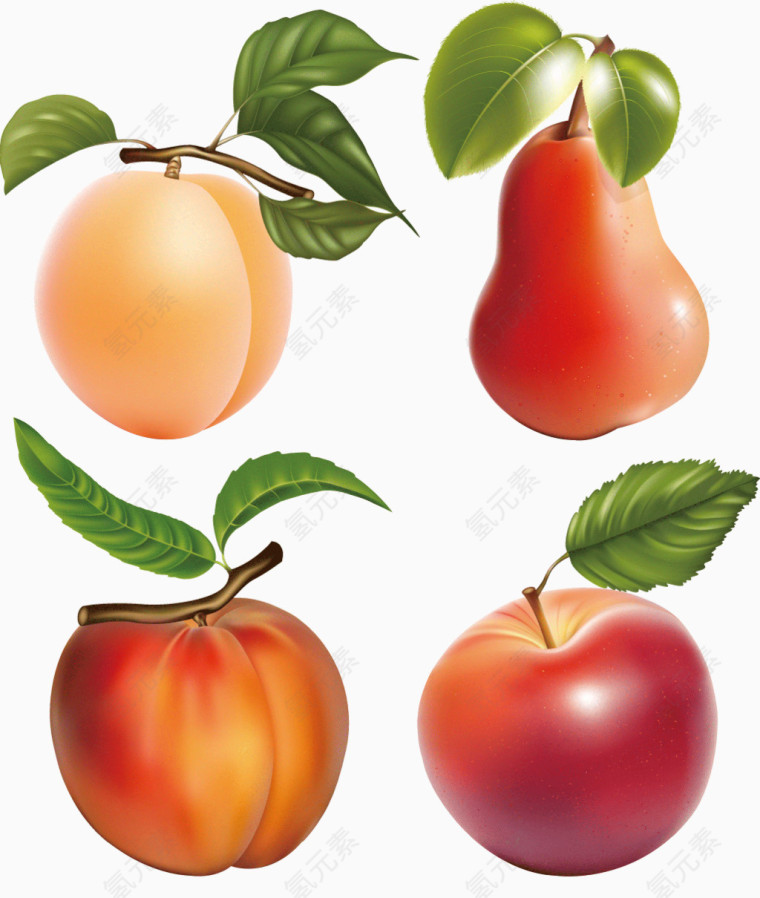 4种逼真水果
