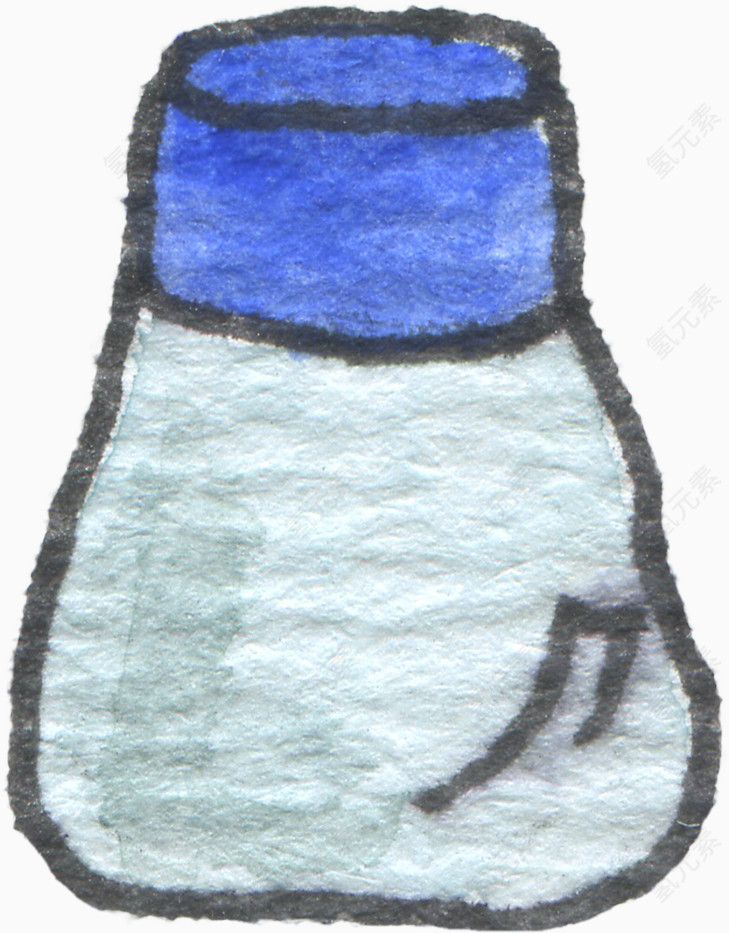 水彩画蓝色瓶子