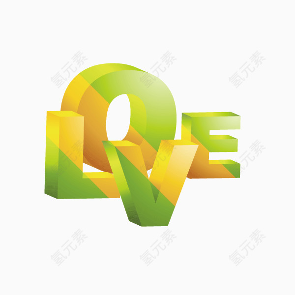 love 绿色 字体 立体字