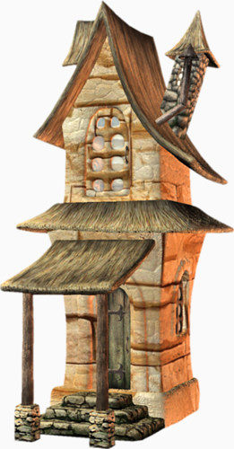 建筑模型稻草石头小楼