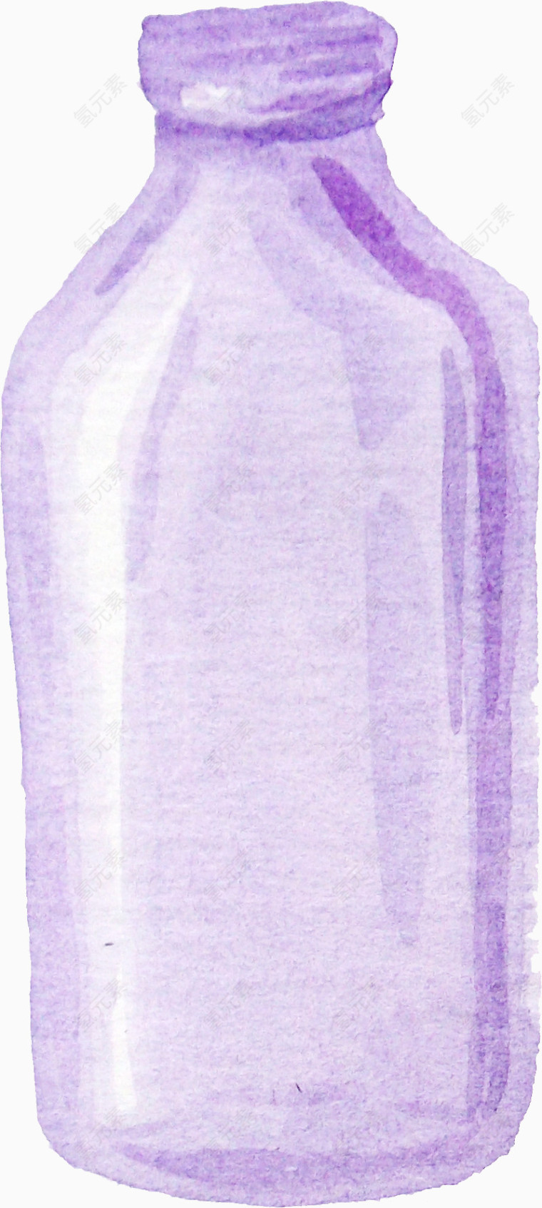 水粉手绘紫色可爱玻璃瓶