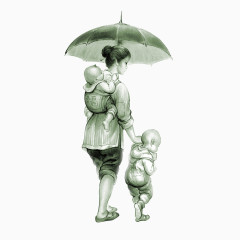 打伞的母亲