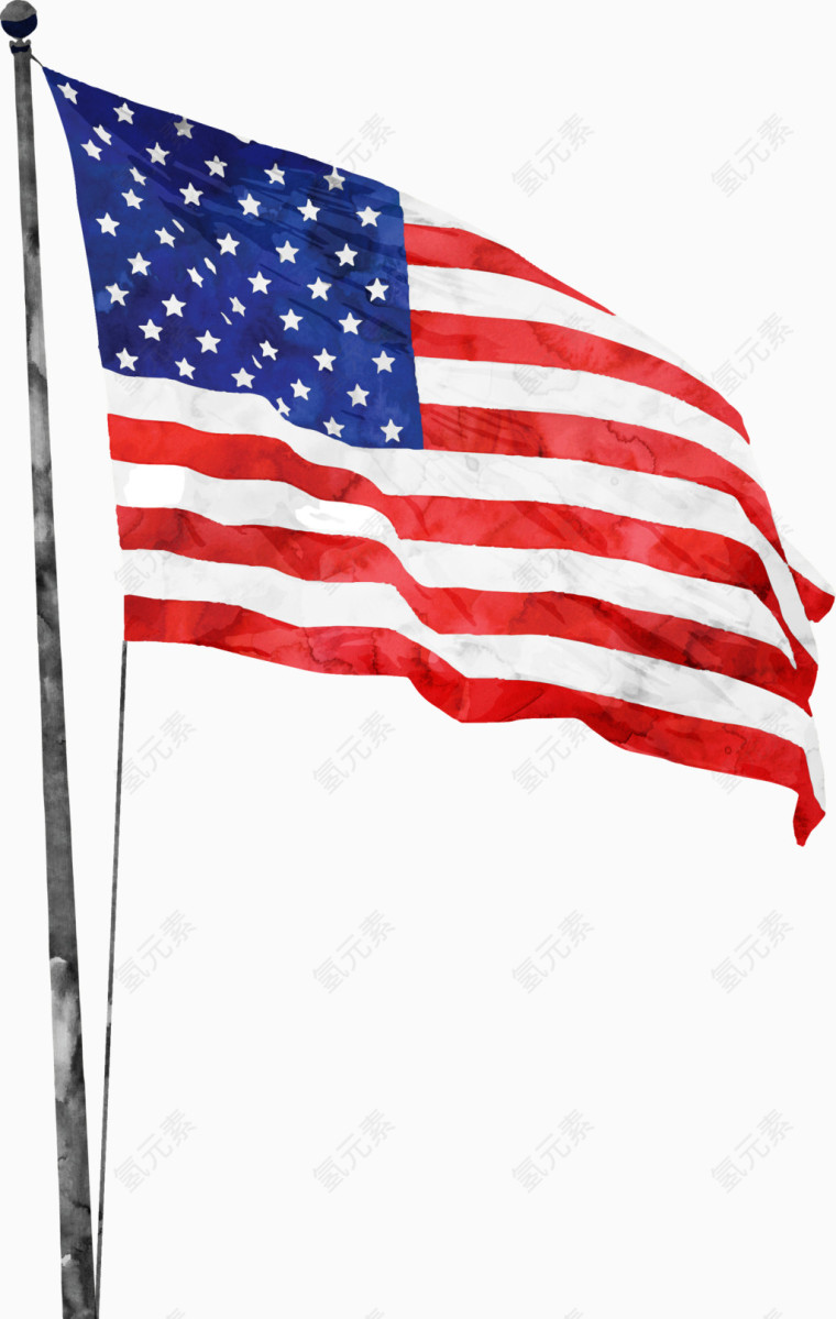 水彩画美国旗子