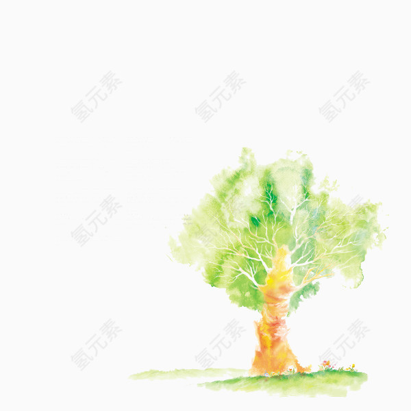 绿色植物手绘创意大树图片素材