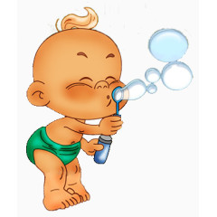 卡通绘画吹泡泡的婴儿