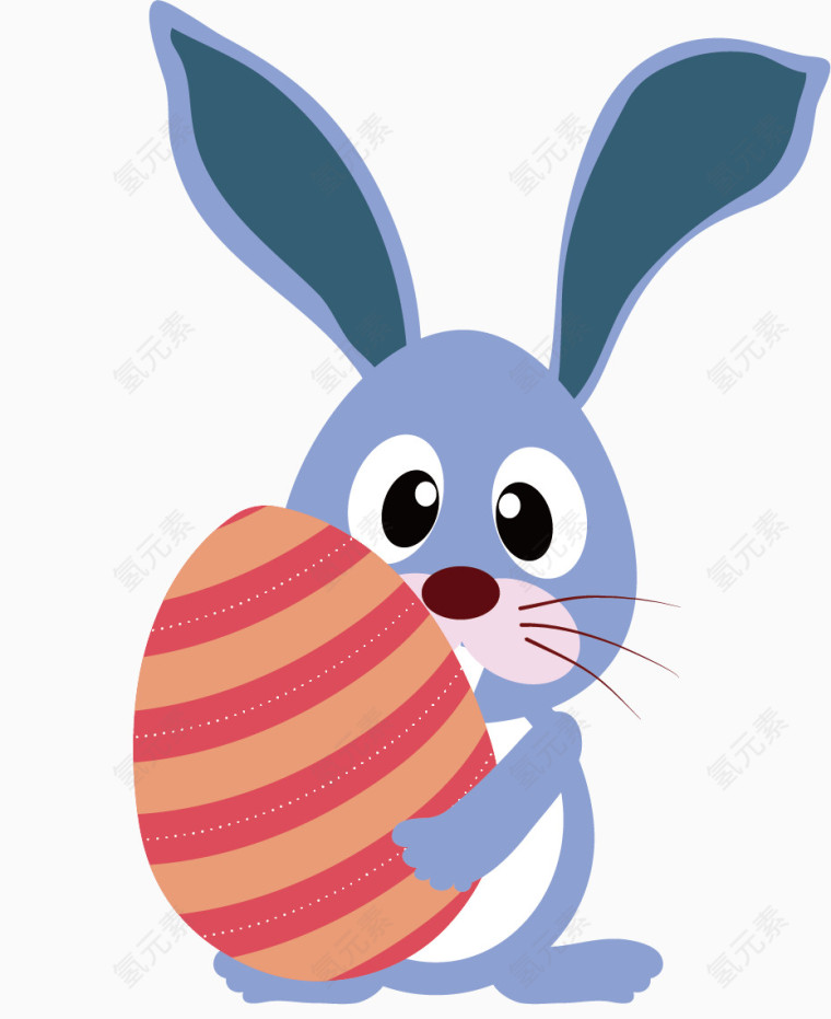抱着彩蛋的兔子卡通手绘装饰元素