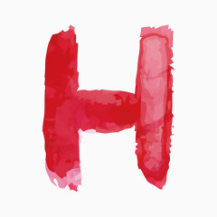 红色水彩字母字体H