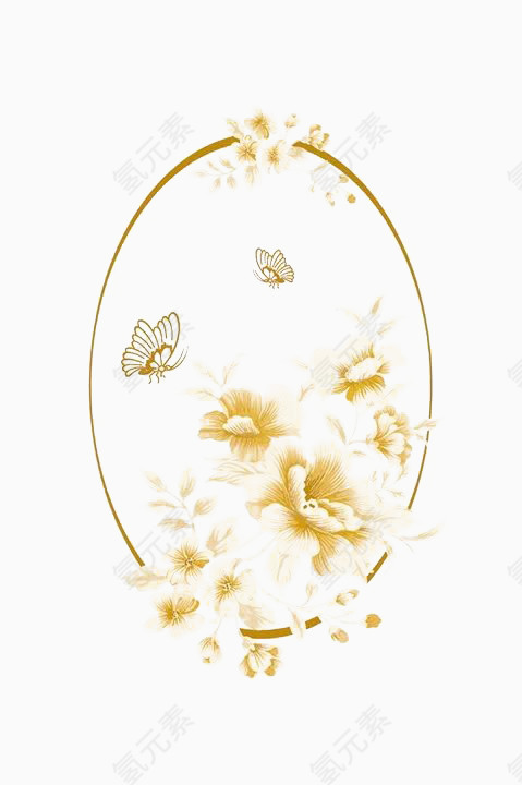 一面黄色鲜花和蝴蝶的镜子