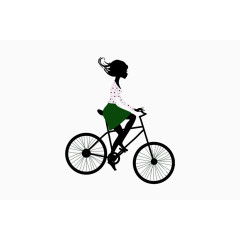 卡通女孩骑自行车