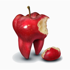 被咬了一口的牙齿苹果