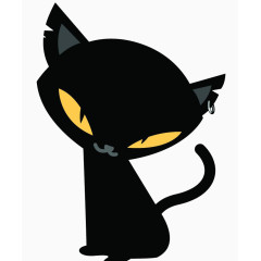 卡通手绘小黑猫
