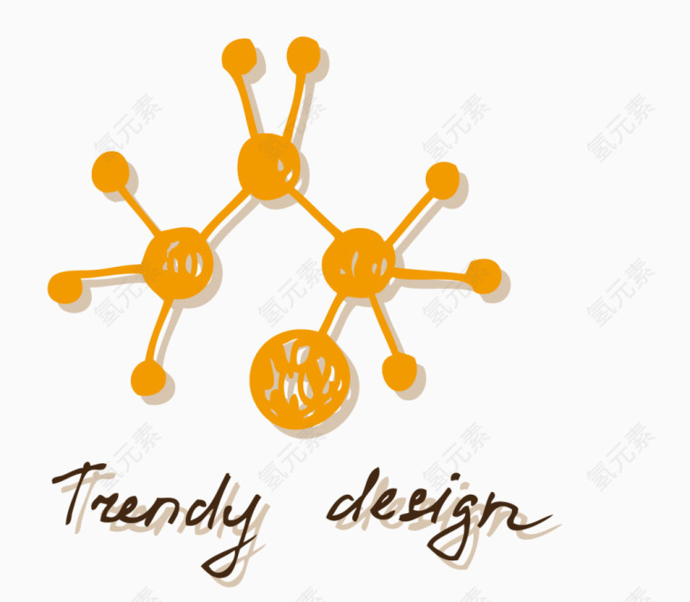 线描手绘化学分子结构